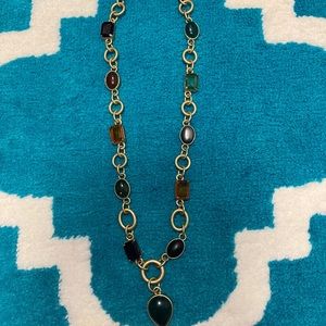 Long multi stone necklace